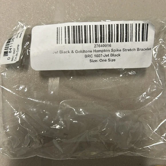 New Jet Black & Gold tone Hampton Spike Stretch Bracelet - Picture 3 of 7